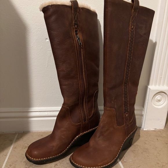 Ugg Tall Leather Wedge Boots - Picture 1 of 1